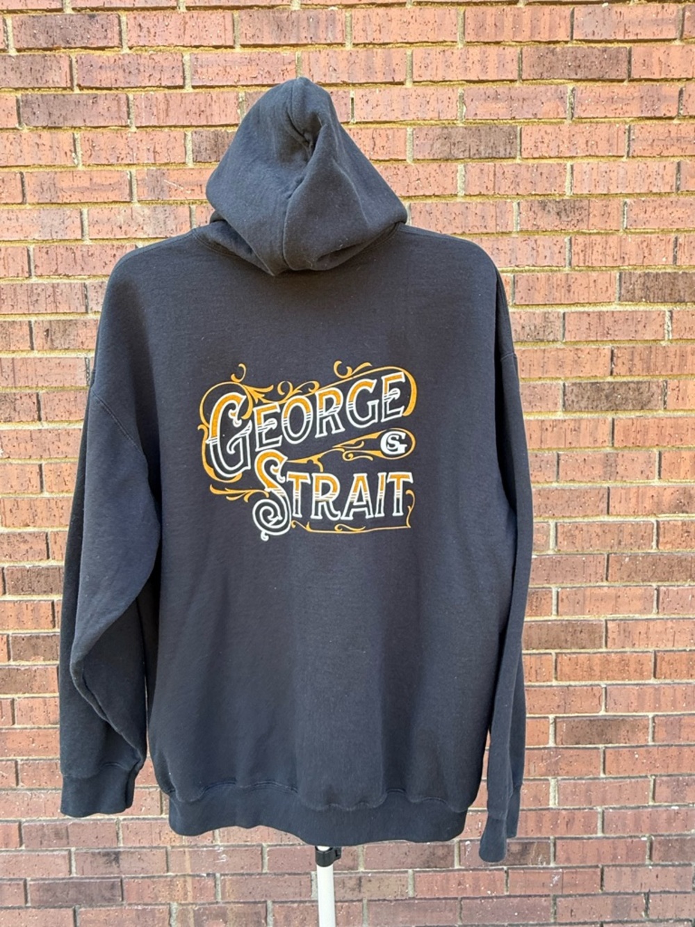 George Strait Hoodie Men 2XL Black Long Sleeve Full Zip Sweatshirt Core Fleece